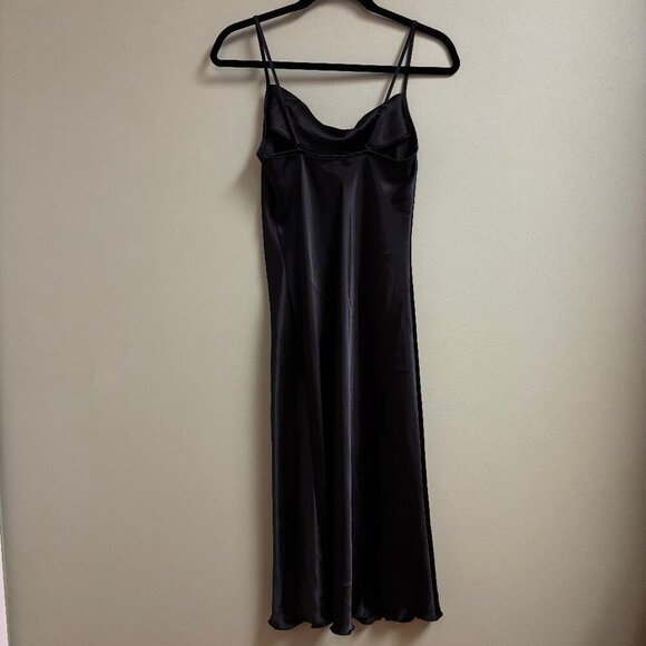 VTG Bebe Women Slip Dress Size XS Black Spaghetti Strap Cowl Neck Y2K Whimsigoth - Picture 4 of 13